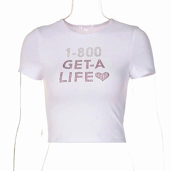 1-800-get-a-life rhinestone y2k t-shirt βοΈ - Picture 7 of 14